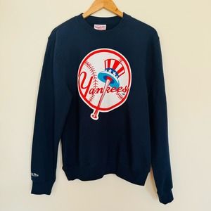 MLB New York Yankees Mitchell & Ness Retro Crewneck NY Top Hat Sweatshirt NEW